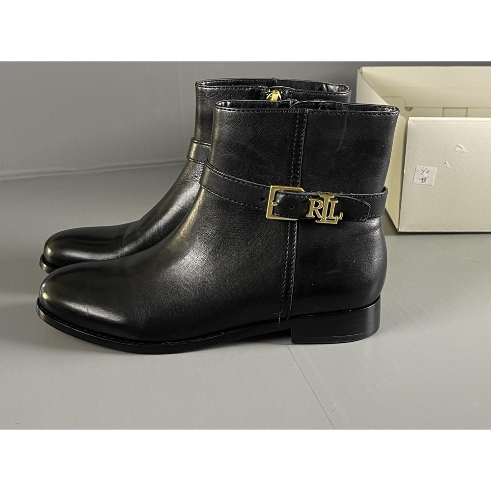 Lauren Ralph Lauren Boots Womens Size 6 Black Brooke Leather Ankle Booties - Picture 3 of 10